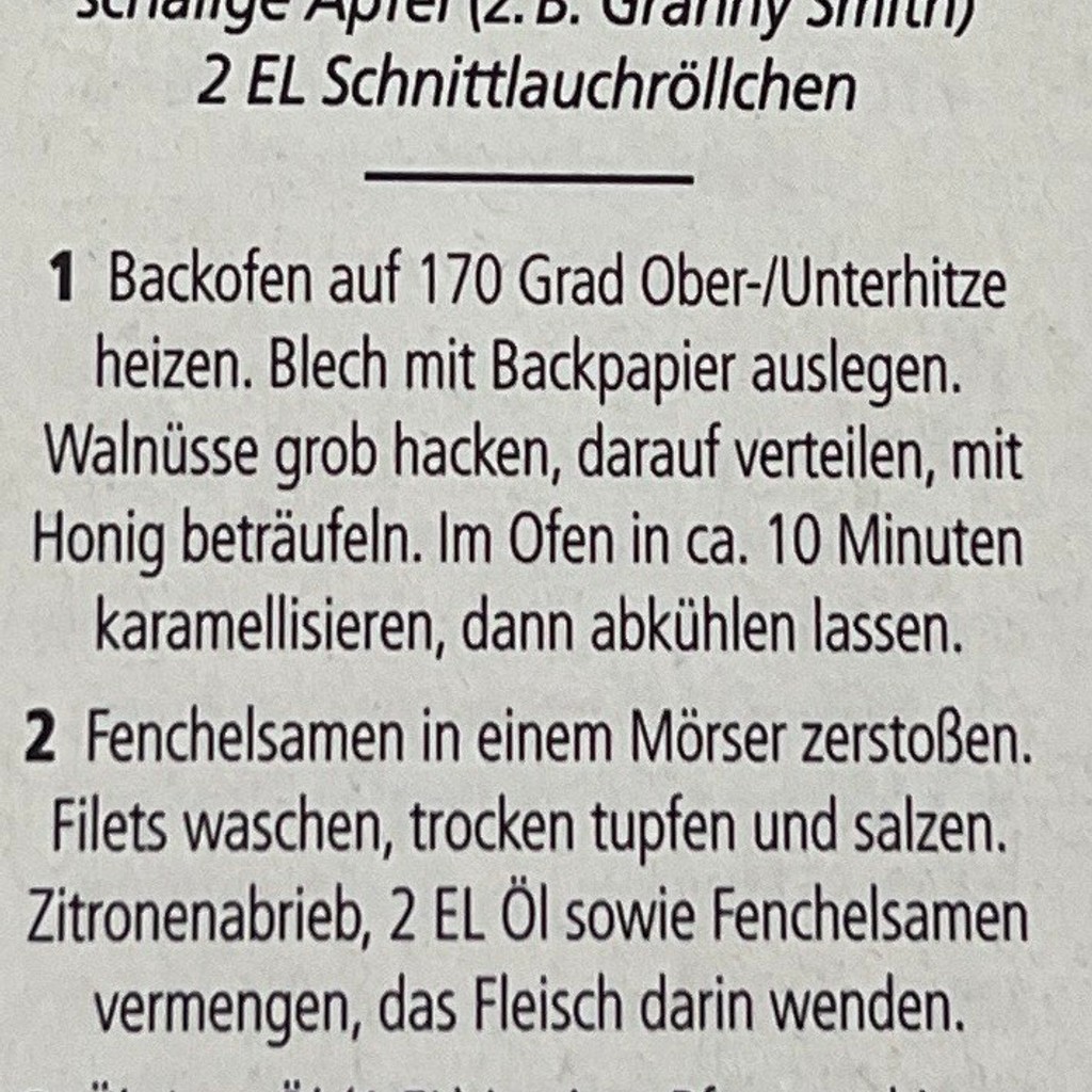 Recipe scanned from image