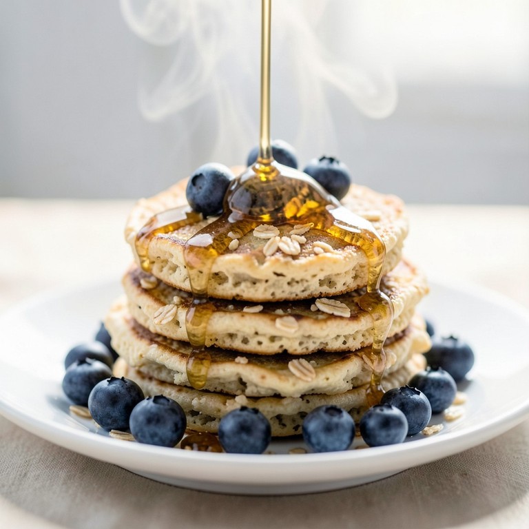 Fruchtige Blaubeer-Haferflocken-Pfannkuchen