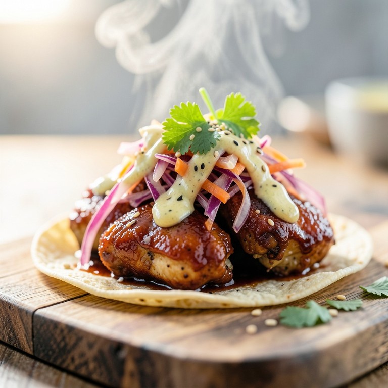 Koreanisch inspirierte Hähnchen-Tacos mit Kimchi-Slaw